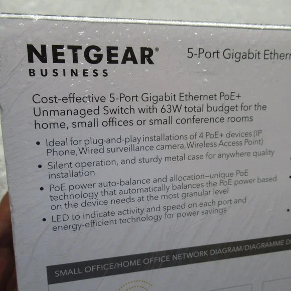 Samsung NETGEAR 5-Port Gigabit Ethernet PoE+ Unmanaged‎ Switch 63W Sealed NWB - Picture 10 of 13